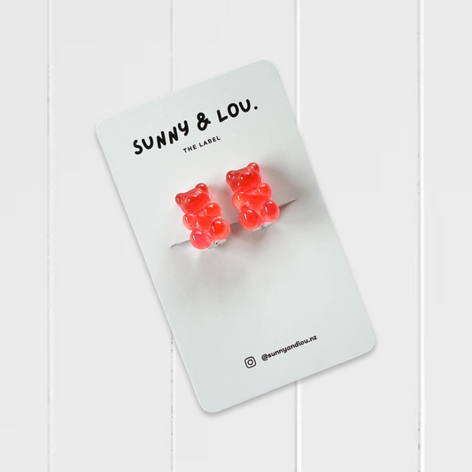 Jelly Bears Clip-on Earrings - Raspberry